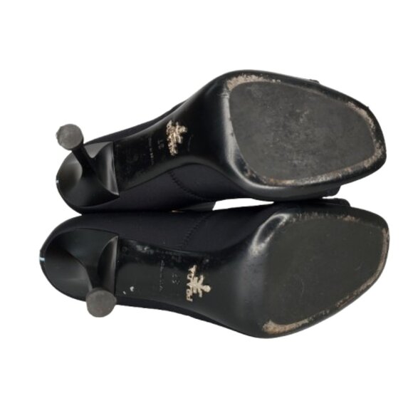 Prada Neoprene Pointed Open Toe Sock 90 Boots - Picture 6 of 8